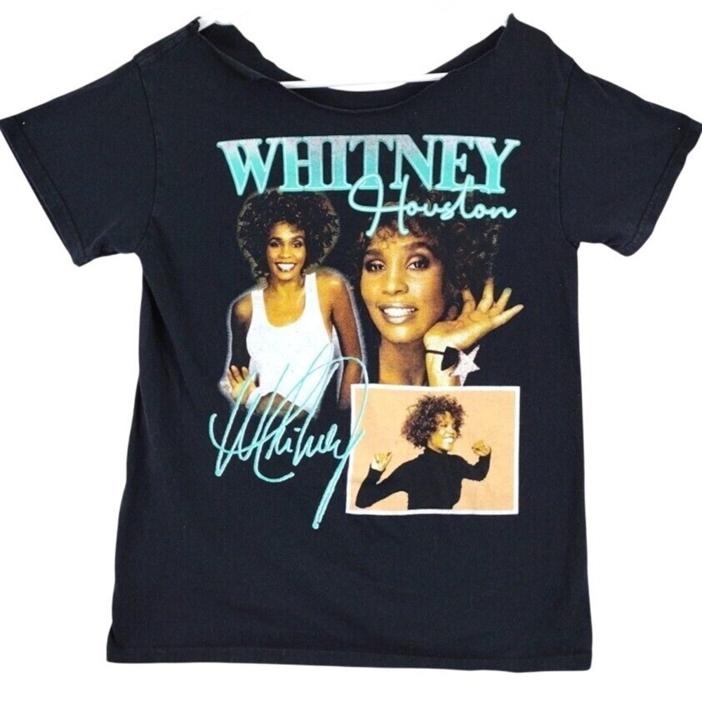 Whitney Houston Graphic T Shirt Black Womens Short Sleeve Tour‎ Concert Tee